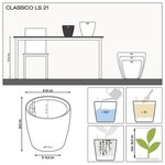 LECHUZA Jardinière table CLASSICO LS 21 ALL-IN-ONE Charbon métallique