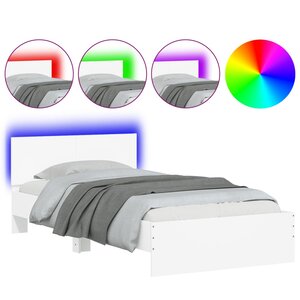 vidaXL Cadre de lit sans matelas avec lumières LED blanc 100x200 cm