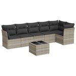 vidaXL Salon de jardin avec coussins 7 Pièces gris clair résine tressée