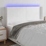 vidaXL Tête de lit à LED Blanc 203x16x118/128 cm Similicuir