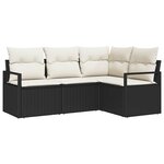 vidaXL Ensemble de canapé de jardin 4 Pièces Noir Poly rotin