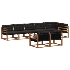 vidaXL Ensemble de canapés d'extérieur 8 pc Naturel et Noir