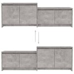 Vidaxl meuble tv gris béton 146 5x35x50 cm aggloméré