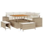 Set de Canapé de Jardin 8 Pièces avec Coussins Beige Rattan Acacia