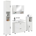 vidaXL Ensemble de mobilier de salle de bain 4 Pièces Blanc brillant