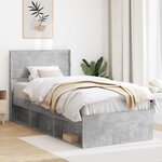 vidaXL Cadre de lit avec rangement et tête de lit Gris béton