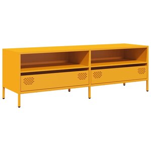 vidaXL Meuble TV jaune moutarde 135x39x43 5 cm acier laminé à froid