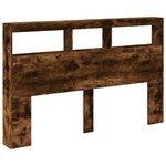 vidaXL Armoire tête de lit avec LED chêne fumé 160x17x102 cm