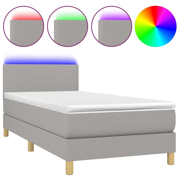 vidaXL Sommier à lattes de lit matelas LED Gris clair 100x200 cm Tissu