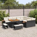 vidaXL Ensemble de canapé de jardin 12 Pièces Noir polyrotin