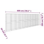 vidaXL Mur en gabion avec couvercle Acier galvanisé 600 x 50 x 200 cm