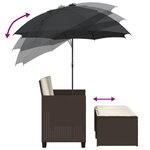 vidaXL Canapé de jardin 2 places et parasol et tabourets marron rotin