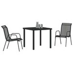 vidaXL Ensemble de salle à manger pour jardin 3 Pièces Noir