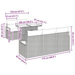 Ensemble de canapé de jardin vidaXL 6 pièces avec coussins en rotin synthétique gris clair