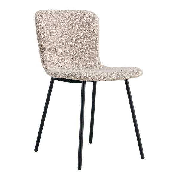 2 chaises de salle à manger en bouclette beige avec pieds noirs