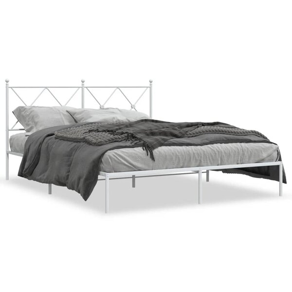vidaXL Cadre de lit métal sans matelas et tête de lit blanc 150x200 cm