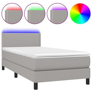 vidaXL Sommier à lattes de lit avec matelas et LED Gris clair 80x200cm