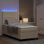 vidaXL Lit à ressorts avec matelas avec LED Crème 100 x 200 cm tissu