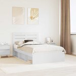 vidaXL Cadre de lit avec tête de lit Blanc 135 x 190 cm Pin massif