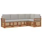 vidaXL Ensemble de canapé d'angle 5 Pièces Gris Naturel et Clair