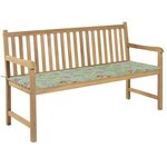 vidaXL Banc de jardin et coussin à motif de feuilles 150cm Teck massif