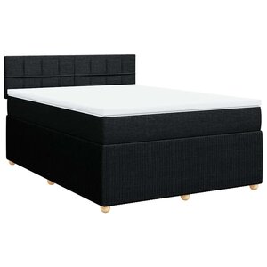 vidaXL Sommier à lattes de lit avec matelas Noir 140x190 cm Tissu
