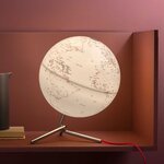 Globe terrestre lumineux Ø 30 cm - Blanc à motifs rouge et noir