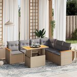 vidaXL Salon de jardin avec coussins 7 Pièces beige résine tressée