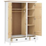 vidaXL Garde-robe à 3 portes Hill Blanc 127x50x170 cm Bois pin solide