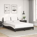 vidaXL Cadre de lit avec lumières LED noir blanc 140x200 cm similicuir
