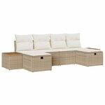 vidaXL Ensemble de canapé de jardin 6 Pièces Beige Poly rotin