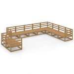 vidaXL Salon de jardin 10 Pièces marron miel bois de pin massif