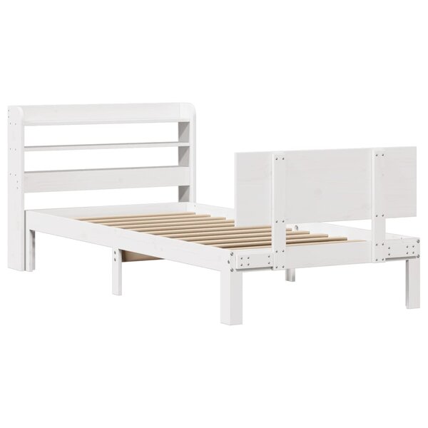 vidaXL Cadre de lit avec tête de lit blanc 90x190cm bois de pin massif