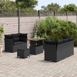 vidaXL Ensemble de canapé de jardin avec coussin 8 Pièces Noir polyrotin
