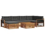 vidaXL Ensemble de canapés d'extérieur 7 Pièces Naturel et Anthracite