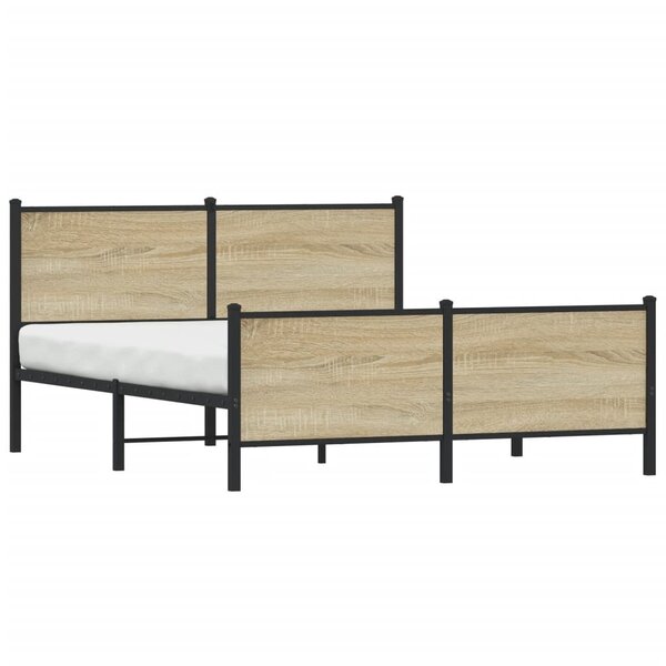 vidaXL Cadre de lit en métal sans matelas chêne sonoma 140x190 cm