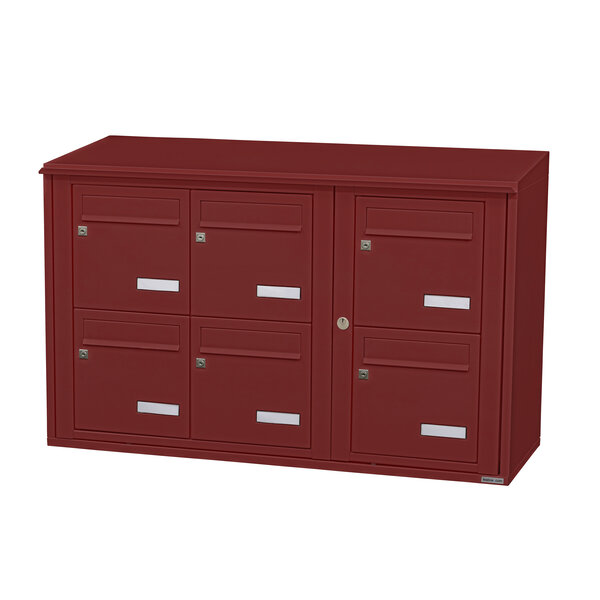 Bloc collectif Leabox 3x2 grade 3 simple face extérieur fixation murale rouge brun ral 3011 finition brillante