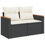 vidaXL Salon de jardin avec coussins 14 Pièces noir résine tressée
