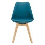 Lot de 4 chaises de salle à manger similicuir hêtre turquoise 03_0006767