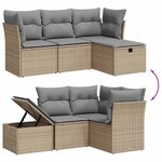 vidaXL Salon de jardin avec coussins 4Pièces mélange beige résine tressée
