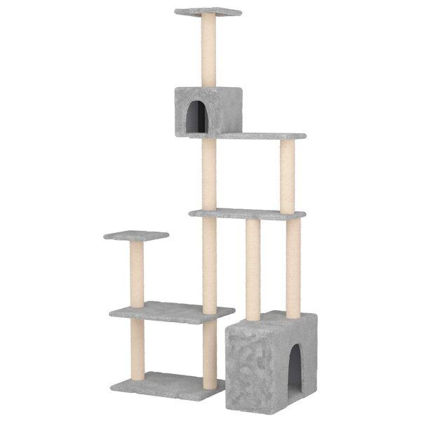 vidaXL Arbre à chat avec poteaux à griffer en sisal Gris clair