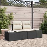 vidaXL Sofa de jardin 2 places avec coussins en polyrotin noir