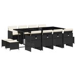 vidaXL Ensemble à manger de jardin 13 Pièces coussins noir résine tressée