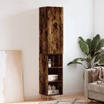 vidaXL Buffet haut Chêne fumé 34 5x34x180 cm Bois d'ingénierie