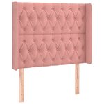 vidaXL Tête de lit avec oreilles Rose 93x16x118/128 cm Velours