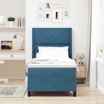 vidaXL Lit à Ressorts avec Matelas LED Bleu 90 x 200 cm Velours