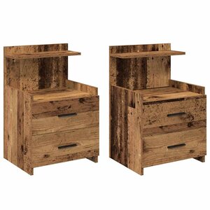 vidaXL Tables de chevet 2 pièces avec 2 tiroirs Bois ancien 40 x 36 5 x 62 cm