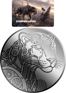 Pièce de monnaie en Palladium 12 Dollars g 0.031 (1/1000 oz) Millésime 2026 STEAMPUNK LEOPARD 1/1000 (PRÉCOMMANDE)