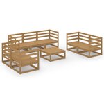vidaXL Salon de jardin 8 Pièces Marron miel Bois de pin massif