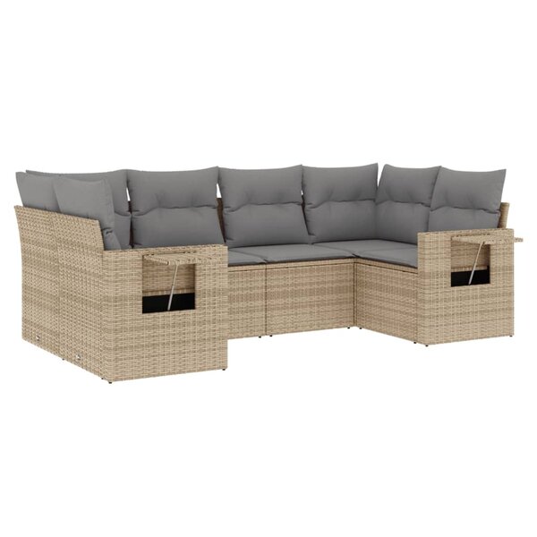 vidaXL Salon de jardin avec coussins 6 Pièces beige résine tressée